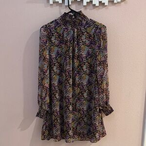 Floral Long Sleeve Dress with Multicolor Design